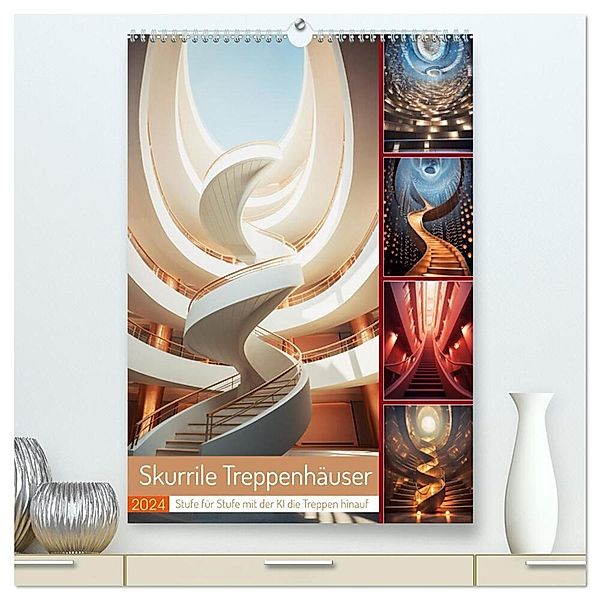 Skurrile Treppenhäuser (hochwertiger Premium Wandkalender 2024 DIN A2 hoch), Kunstdruck in Hochglanz, Steffen Gierok-Latniak