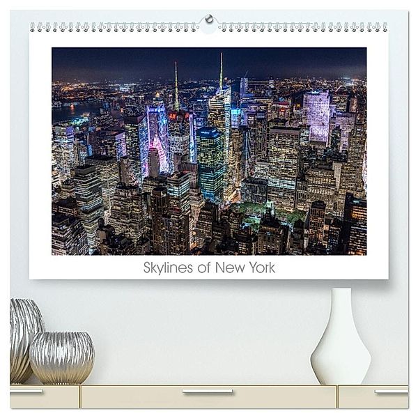 Skylines of New York (hochwertiger Premium Wandkalender 2025 DIN A2 quer), Kunstdruck in Hochglanz, Calvendo, Stefan Schröder / ST-Fotografie