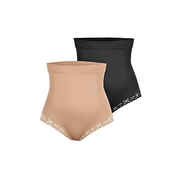 SLIMmaxx Shaping-Panty High-Waist 2er-Set, beige + schwarz (Grösse: 36/38-M)