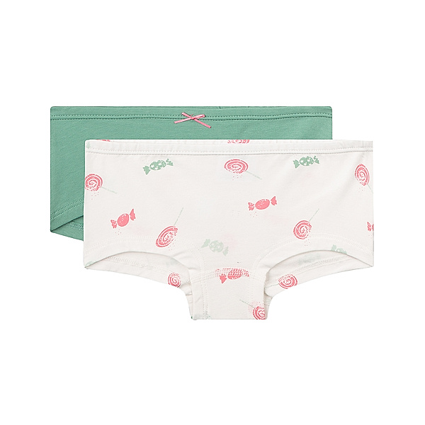 Sanetta Slip CUTBRIEF SWEETS 2er-Pack in white pebble/gree