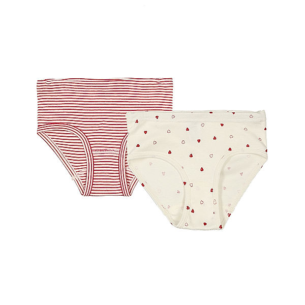 Sanetta Slip HEARTS & STRIPES 2er-Pack in offwhite/rot