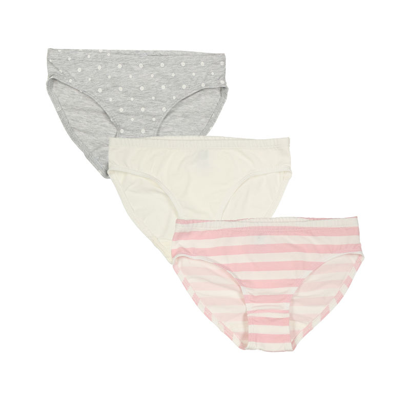 Slip RIO STRIPES & DOTS 3er Pack in hellgrau melange/weiß