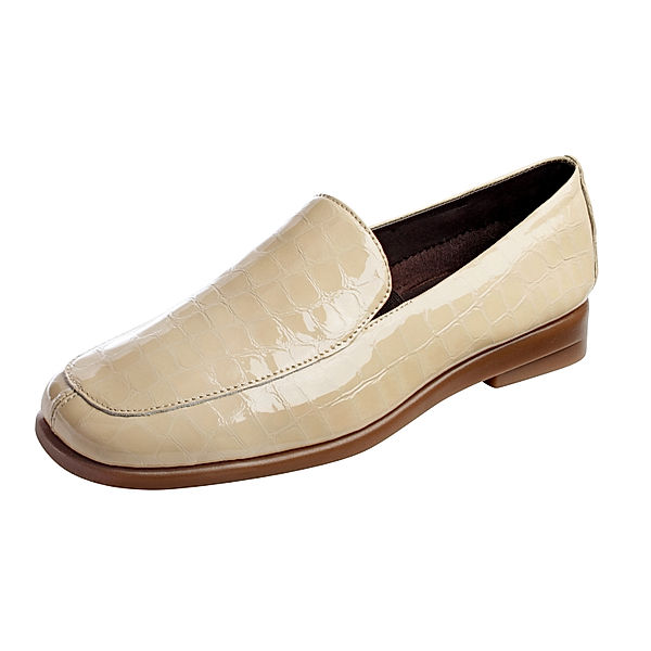 Slipper in Kroko-Optik, beige (Größe: 39)