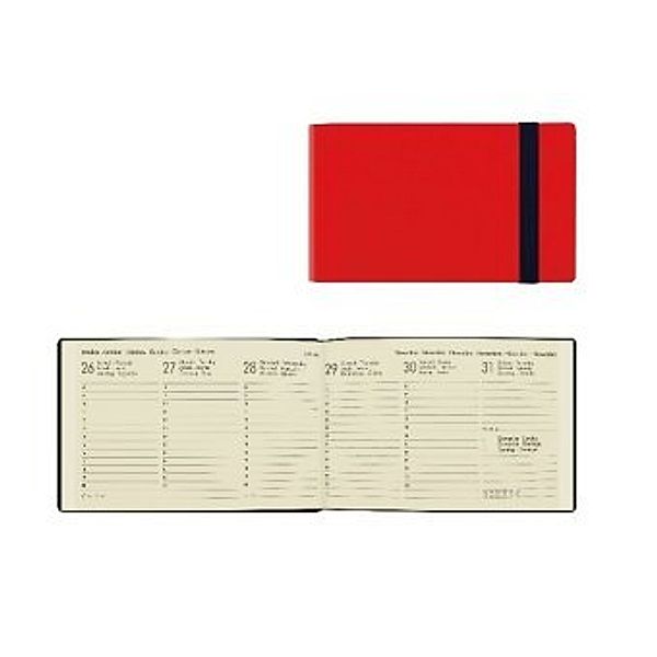 Small Weekly Horizontal Diary 13 Month 2021 - Red