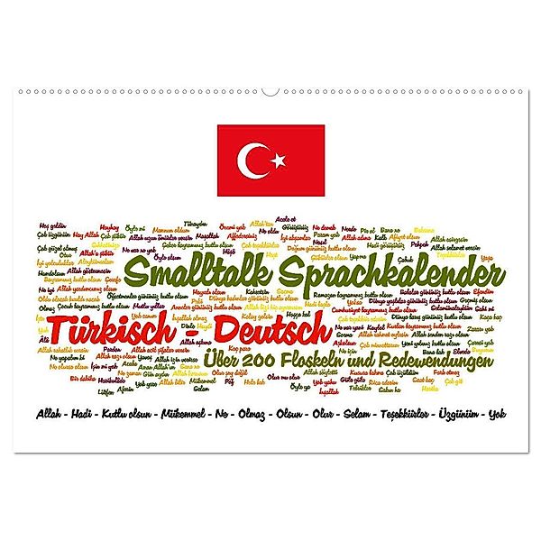 Smalltalk Sprachkalender Türkisch-Deutsch (Wandkalender 2024 DIN A2 quer), CALVENDO Monatskalender, Calvendo, Claus Liepke