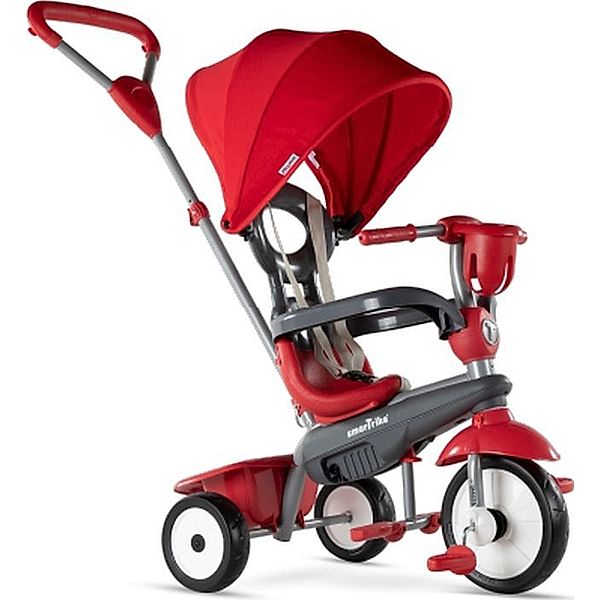 smarTrike - 4 in1 Dreirad Breeze Plus rot-schwarz mit Flüsterrädern, Getränkeh