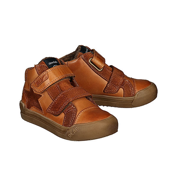 Develab Sneaker BOYS MID CUT gefüttert in cognac