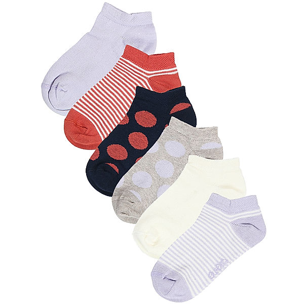 ewers Sneakersocken RINGEL/PUNKTE 6er Pack in flieder/latte