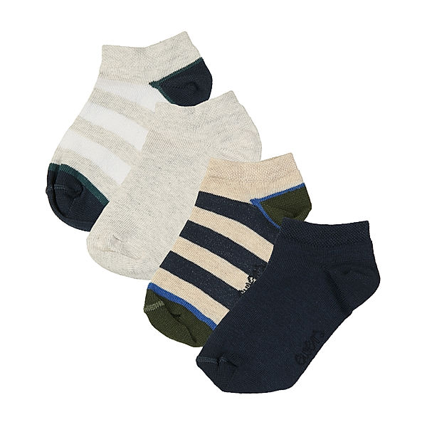 ewers Sneakersocken RINGEL & UNI 4er-Pack in grau/navy