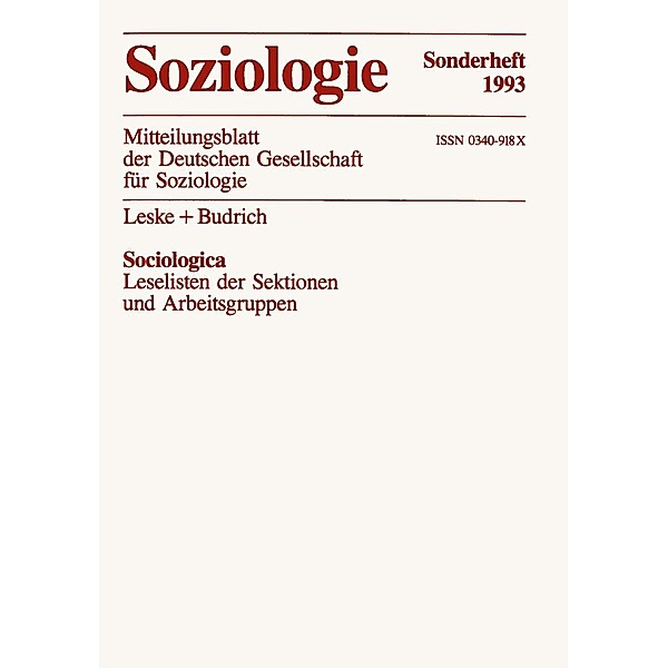 Sociologica, Bernhard (Hrsg. Schäfers
