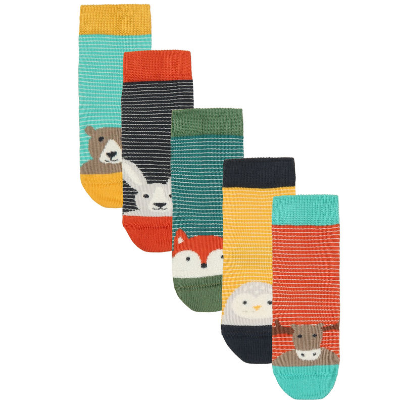 Socken ANIMALS gestreift 5er-Pack in bunt