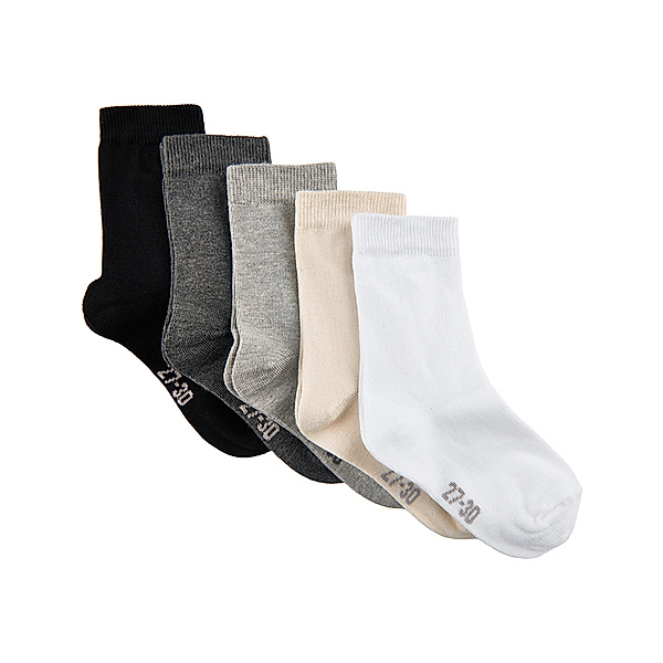 Minymo Socken ANKLE – PATTERN 5er-Pack in weiß/grau/schwarz