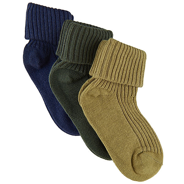 Minymo Socken BABY RIB 3er-Pack in agave green