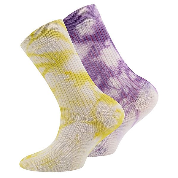 ewers Socken BATIK & RIPPE 2er-Pack in lila/gelb