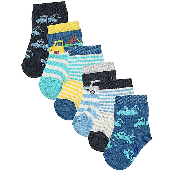 ewers Socken BAUSTELLENFAHRZEUGE 6er-Pack in blau/bunt