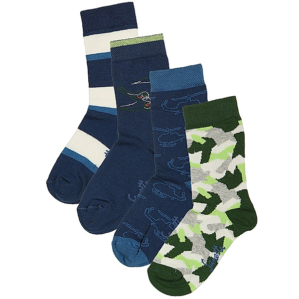 ewers Socken CAMOUFLAGE 4er-Pack in blau/grün