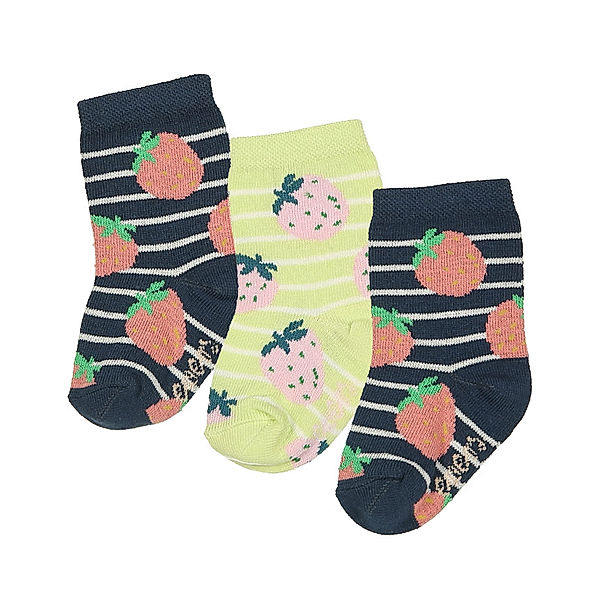 ewers Socken ERDBEEREN 3er-Pack in dunkelblau/limette