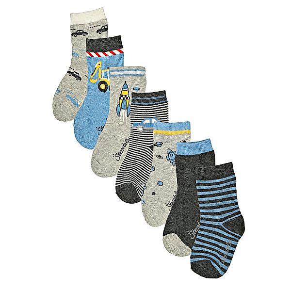 Sterntaler Socken FAHRZEUGE & RAKETEN 7er-Pack in grau melange