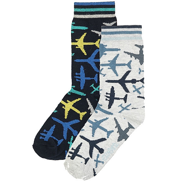 ewers Socken FLUGZEUG 3er-Pack in grau/navy