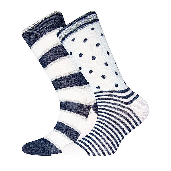 Sanetta Socken GLITZER 2er Pack in navy/weiss/silber