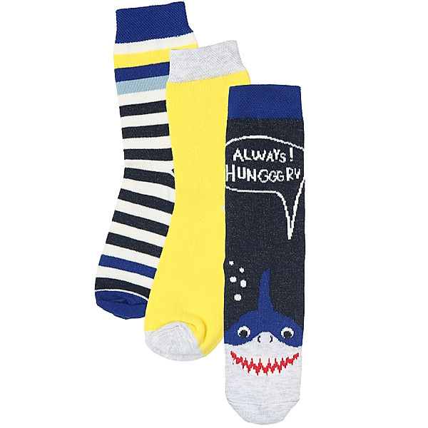 tausendkind essentials Socken HAI 3er-Pack in blau/gelb