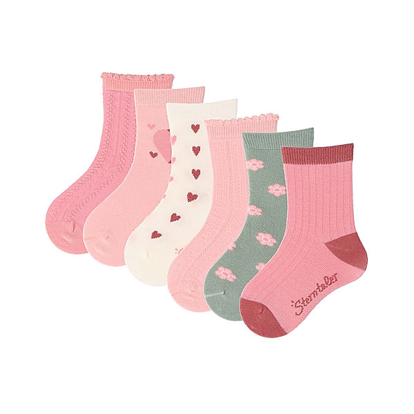 Sterntaler Socken HEARTS 6er Pack in mattrosa