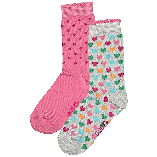ewers Socken HERZEN & PUNKTE 2er-Pack in grau/pink