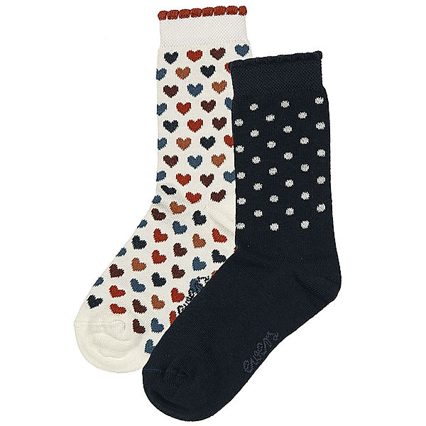 ewers Socken HERZEN & PUNKTE 2er-Pack in weiß/navy