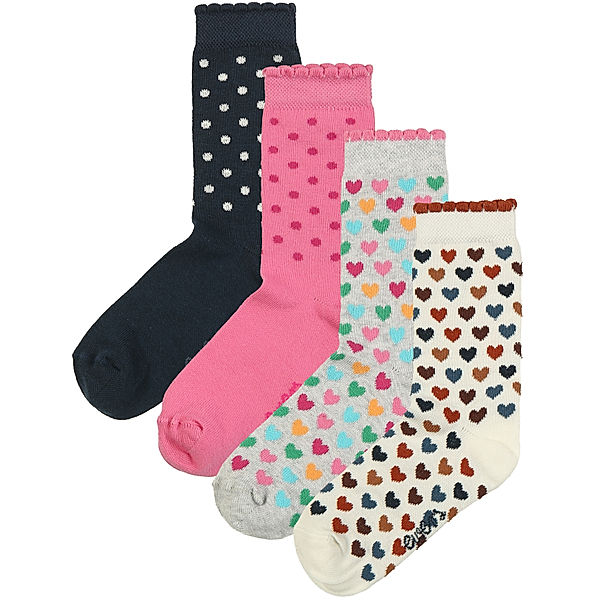 ewers Socken HERZEN & PUNKTE 4er-Pack in navy/pink