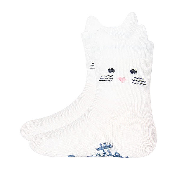 Sanetta Socken KATZE & PUNKTE 2er Pack in weiß