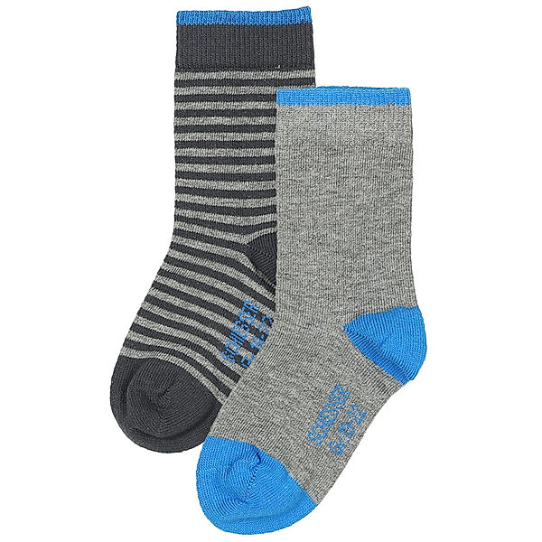 Schiesser Socken KIDS BASIC 2er-Pack gestreift in grau melange/blau