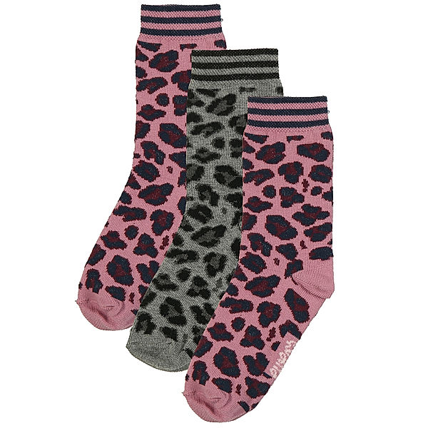 ewers Socken LEO 3er-Pack in wein/grau