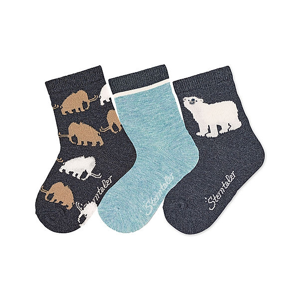 Sterntaler Socken MAMMUT 3er Pack in blau melange