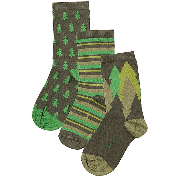 Boboli Socken MIX IT UP – WOOD 3er Pack in grün/taupe
