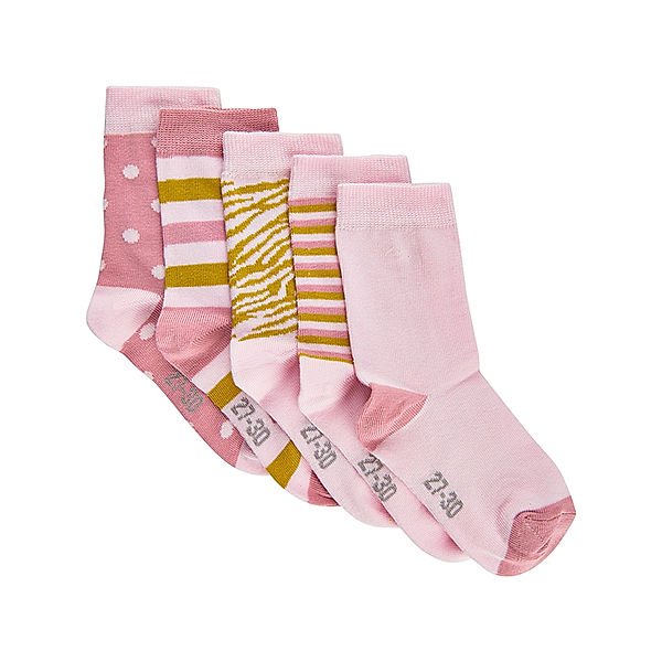 Minymo Socken MULTI PATTERN 5er-Pack in rosa/weiss