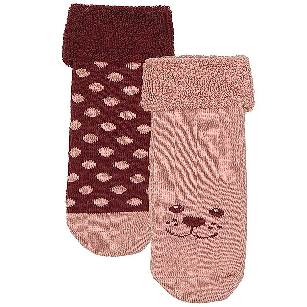 Minymo Socken NAJA 2er-Pack in altrosa/bordeaux