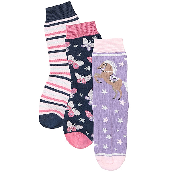tausendkind essentials Socken PEGASUS  3er-Pack in rosa/lila