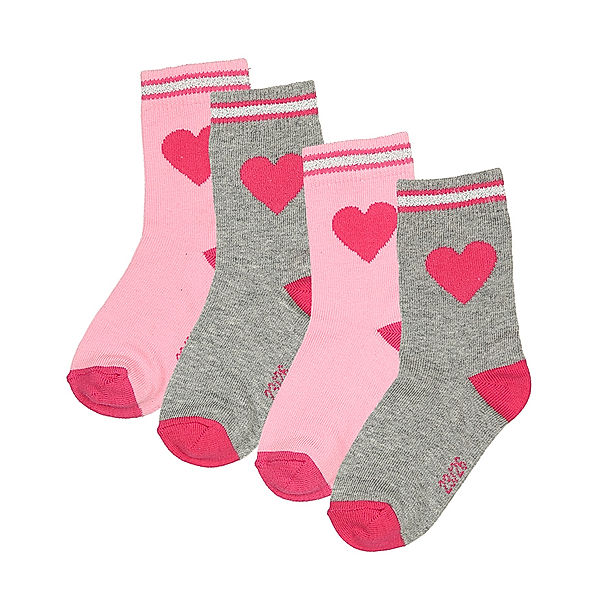 zoolaboo Socken PINKES HERZ 4er-Pack in pink/graumeliert