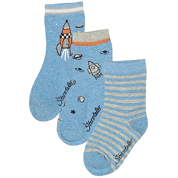 Sterntaler Socken RAKETE 3er-Pack in blau melange