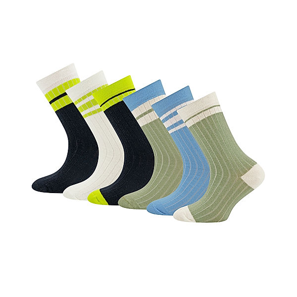 ewers Socken RINGEL 6er Pack in grün/blau/schwarz