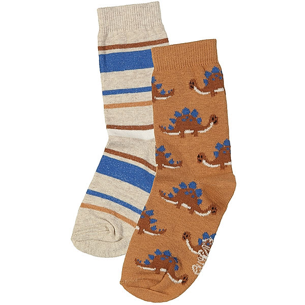 ewers Socken RINGEL & DINOS 2er-Pack in beige/blau