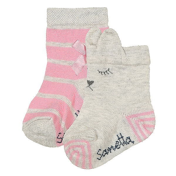 Sanetta Socken RINGEL & HÄSCHEN 2er-Pack in grau melange/rosa