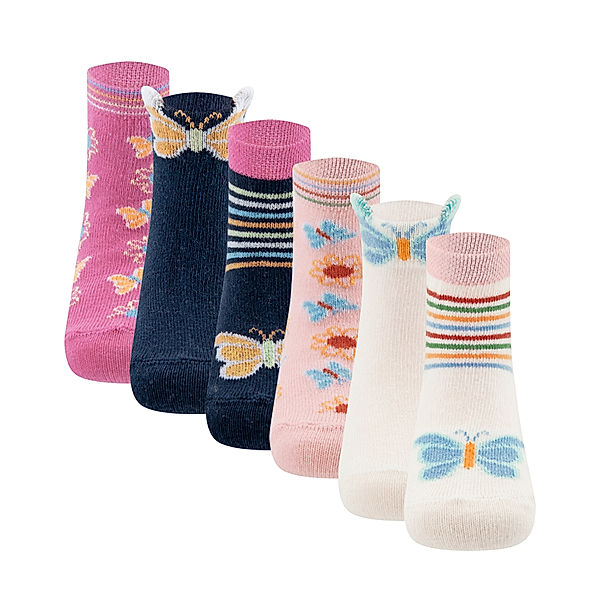 ewers Socken SCHMETTERLINGE 6er Pack in rose/navy/latte