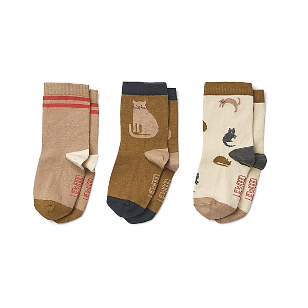 LIEWOOD Socken SILAS CAT 3er-Pack in apple blossom mix