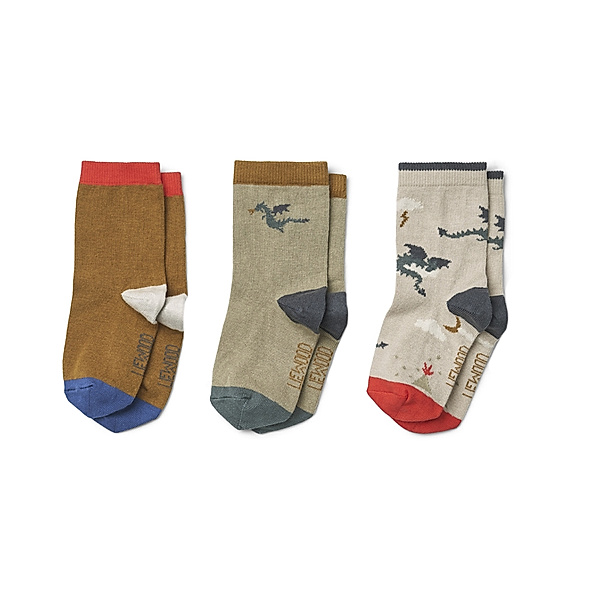LIEWOOD Socken SILAS LITTLE DRAGON 3er-Pack in dark sandy mix