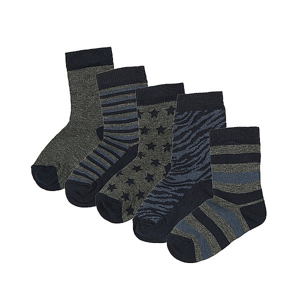 Minymo Socken STRIPES & STARS 5er-Pack in grau/blau
