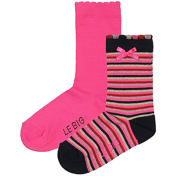 Le Big Socken TANAYA 2er-Pack mit Glitzer in gestreift in pink/dunkelblau