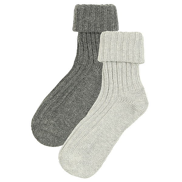 ewers Socken UNI CHIC mit Wolle 2er-Pack in grau
