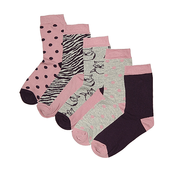 Minymo Socken WILD FOX 5er-Pack in lila/rosa/grau