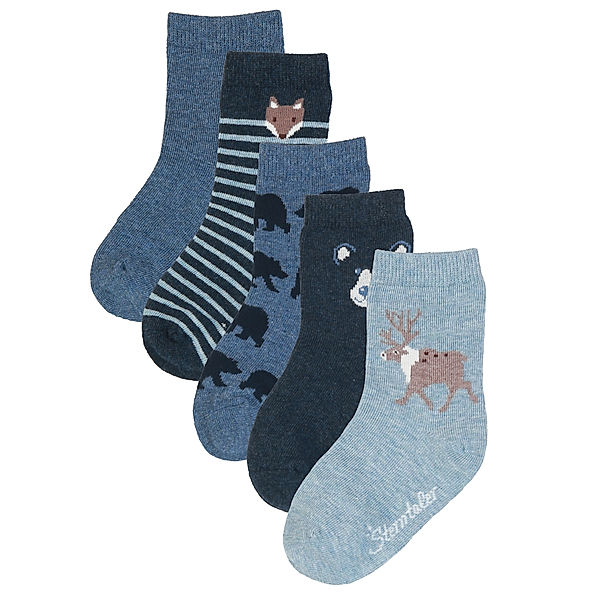 Sterntaler Socken WILDER WALD 5er-Pack  in blau meliert